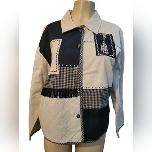Life Style Giraffe Patchwork Jacket with Fringe Large. Safari School
